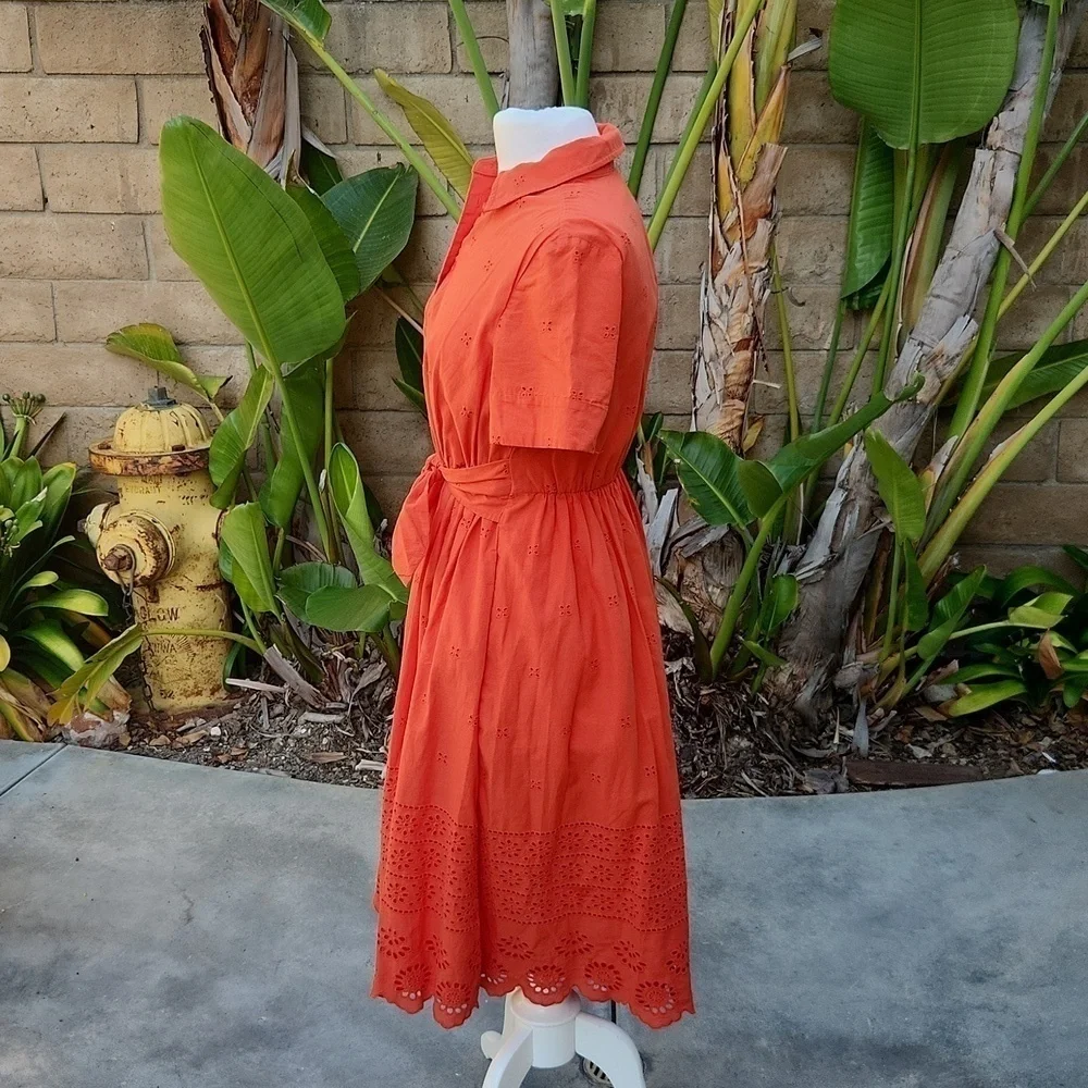 Kate Spade Orange Eyelet Tie Waist Short Dress small